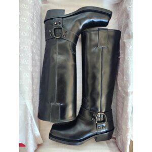 NEW Valentino Garavani Rockstud 40mm Biker Leather Boots Sz. 38.5